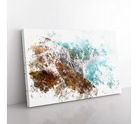 The Cliffs Of The Jurassic Coast Watercolour Modern Canvas Wall Art Print Ready to Hang, Framed Picture for Living Room Bedroom Home Office Décor, 60x40 cm (24x16 Inch)