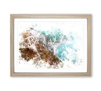 The Cliffs Of The Jurassic Coast Watercolour Modern Framed Print | A4 Oak Framed Wall Art | Ready to Hang | Modern Beach Picture | Living Room Bedroom Lounge Office