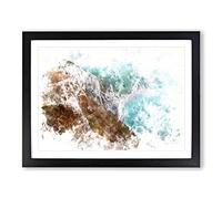 The Cliffs Of The Jurassic Coast Watercolour Modern Framed Wall Art Print, Ready to Hang Picture for Living Room Bedroom Home Office Décor, Black A2 (64 x 46 cm)
