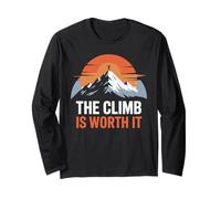 The Climb is Worth It Mountain Sunset Minimalist Motivation Long Sleeve T-Shirt
