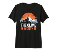 The Climb is Worth It Mountain Sunset Minimalist Motivation Premium T-Shirt