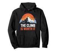 The Climb Is Worth It Mountain Sunset Minimalist Motivation Pullover Hoodie