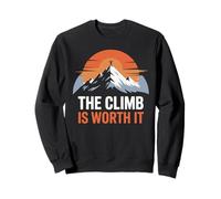 The Climb Is Worth It Mountain Sunset Minimalist Motivation Sweatshirt