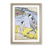 The Clinging Crab By Harunobu Suzuki Asian Japanese Framed Print | A3 Oak Framed Wall Art | Ready to Hang | Asian Animal Picture | Living Room Bedroom Lounge Office