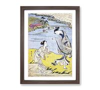 The Clinging Crab By Harunobu Suzuki Asian Japanese Framed Print | A3 Walnut Framed Wall Art | Ready to Hang | Asian Animal Picture | Living Room Bedroom Lounge Office