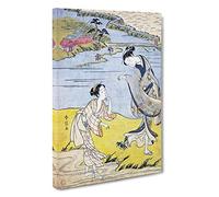 The Clinging Crab by Harunobu Suzuki Canvas Print | Gallery Wrapped 30mm Frame Wall Art | 30x20 inches | Ready to Hang | Modern Picture | Living Room Bedroom Lounge Office