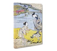 The Clinging Crab By Harunobu Suzuki Canvas Print | Gallery Wrapped 30mm Frame Wall Art | 30x20 inches | Ready to Hang | Asian Picture | Living Room Bedroom Lounge Office