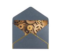 The Clocks Theme Gears Print Horizontal Gold-Edged Pearl Greeting Card W/Envelope-Holiday,Birthday,Anniversary,Party(2pcs)