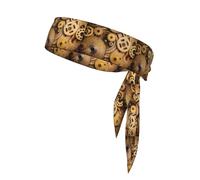 The Clocks Theme Gears Printing One-Pack Tie Headbands Moisture Wicking Athletic Sports Head Band For Men And Women