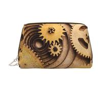 The Clocks Theme Gears Small Makeup Bag Travel Cosmetic Bag Makeup Pouch PU Leather Portable Versatile Zipper Make up Bag for Women Girls