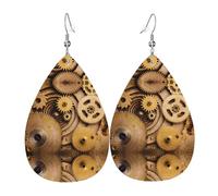 The Clocks Theme Gears Trendy Leather Teardrop Earring Lightweight Bohemian Earrings Set Jewelry Gift For Women Girl