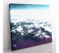 The Clouds Above the Mountains in Abstract Modern Canvas Wall Art Print Ready to Hang, Framed Picture for Living Room Bedroom Home Office Décor, 35x35 cm (14x14 Inch)