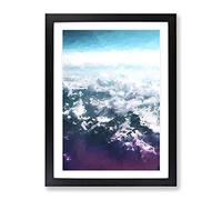 The Clouds Above The Mountains In Abstract Modern Framed Wall Art Print, Ready to Hang Picture for Living Room Bedroom Home Office Décor, Black A4 (34 x 25 cm)