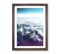 The Clouds Above The Mountains In Abstract Modern Framed Wall Art Print, Ready to Hang Picture for Living Room Bedroom Home Office Décor, Walnut A4 (34 x 25 cm)