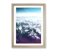 The Clouds Above The Mountains In Abstract Modern Framed Wall Art Print, Ready to Hang Picture for Living Room Bedroom Home Office Décor, Oak A3 (34 x 46 cm)