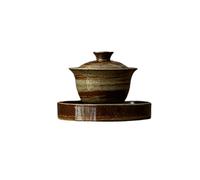 The coarse pottery kiln is glazed and refined, and the three talents cover the bowl. Chinese exquisite kung fu tea set -DD tea powder glaze-three talents cover the bowl
