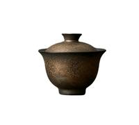 The coarse pottery kiln is glazed and refined, and the three talents cover the bowl. The Chinese exquisite kung fu tea set -DD gold-plated rust-two talents cover the bowl