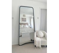 The Coartans - New Black Metal Isoscelles Trapezoid Shape Framed Wall Mirror with arched bottom. 79" X 38" (200CM X 95CM)