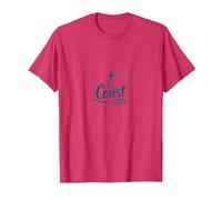 The Coast is Clear, Lighthouse Nautical Beach T-Shirt, Men, Red Heather, Large