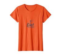 The Coast is Clear, Lighthouse Nautical Beach T-Shirt, Women, Orange, Large