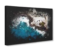 The Coast Of Honolulu Hawaii Paint Splash Canvas Print | Gallery Wrapped 30mm Frame Wall Art | 24x16 inches | Ready to Hang | Modern Seascape Picture | Living Room Bedroom Lounge Office