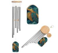 The Coastal Sea Turtle Wind Chimes Memorial Deep Tone Windchime with 6 Aluminum Tubes Outdoor Backyard Garden Decoration