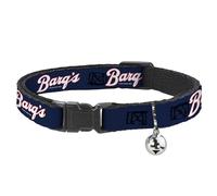 The Coca-Cola Company Cat Collar, Breakaway Collar with Bell, Barqs Vintage Logo Navy Red White, 8.5 to 12 Inches 0.5 Inch Wide