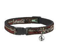 The Coca-Cola Company Cat Collar, Breakaway Collar with Bell, Coke Drink Coca Cola Pause and Refresh Bottle Brown Red White, 8.5 to 12 Inches 0.5 Inch Wide