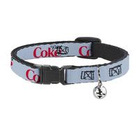 The Coca-Cola Company Cat Collar, Breakaway Collar with Bell, Diet Coke Logo Light Gray Black Red, 8.5 to 12 Inches 0.5 Inch Wide