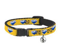 The Coca-Cola Company Cat Collar, Breakaway Collar with Bell, Fanta Logo Pineapple Yellow Blue White, 8.5 to 12 Inches 0.5 Inch Wide