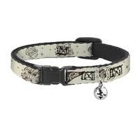The Coca-Cola Company Cat Collar, Breakaway Collar with Bell, Vintage Coca Cola Coke Icons and Ad Logos White Brown, 8.5 to 12 Inches 0.5 Inch Wide