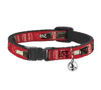 The Coca-Cola Company Cat Collar, Breakaway Collar with Bell, Vintage Coca Cola Delicious Go Refreshed and Bottle Red, 8.5 to 12 Inches 0.5 Inch Wide