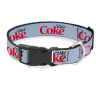The Coca-Cola Company Pet Collar, Dog Collar Plastic Buckle, Diet Coke Logo Light Gray Black Red, 11 to 16.5 Inches 1.0 Inch Wide