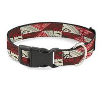 The Coca-Cola Company Pet Collar, Dog Collar Plastic Buckle, Drink Coca Cola Coke Diamond Blocks Red Brown Beige, 7 to 8.5 Inches 0.5 Inch Wide