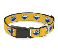 The Coca-Cola Company Pet Collar, Dog Collar Plastic Buckle, Fanta Logo Pineapple Yellow Blue White, 16 to 23 Inches 1.5 Inch Wide