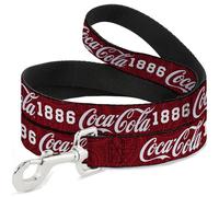 The Coca-Cola Company Pet Leash, Dog Leash, Coca Cola 1886 Script Logo Blues White Red, 4 Feet Long 1.0 Inch Wide