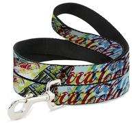The Coca-Cola Company Pet Leash, Dog Leash, Coca Cola Coke Logos and Bottle Pop Art Multi Color, 4 Feet Long 1.5 Inch Wide