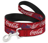 The Coca-Cola Company Pet Leash, Dog Leash, Coca Cola Enjoy Coke Bottle in Hand Wings Logo Red White Blue, 4 Feet Long 1.0 Inch Wide