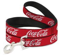 The Coca-Cola Company Pet Leash, Dog Leash, Coca Cola Script Logo Red White, 6 Feet Long 0.5 Inch Wide