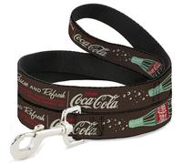 The Coca-Cola Company Pet Leash, Dog Leash, Coke Drink Coca Cola Pause and Refresh Bottle Brown Red White, 6 Feet Long 1.0 Inch Wide