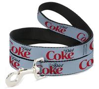 The Coca-Cola Company Pet Leash, Dog Leash, Diet Coke Logo Light Gray Black Red, 4 Feet Long 1.5 Inch Wide