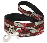 The Coca-Cola Company Pet Leash, Dog Leash, Drink Coca Cola Coke Diamond Blocks Red Brown Beige, 6 Feet Long 1.0 Inch Wide