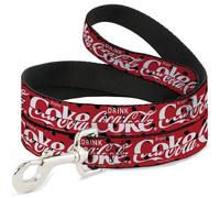 The Coca-Cola Company Pet Leash, Dog Leash, Drink Coca Cola Coke Polka Dot Red Black White, 4 Feet Long 1.5 Inch Wide