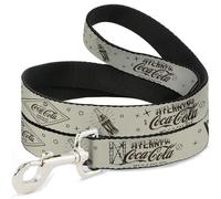 The Coca-Cola Company Pet Leash, Dog Leash, Vintage Coca Cola Coke Icons and Ad Logos White Brown, 6 Feet Long 1.0 Inch Wide