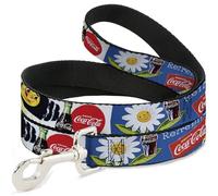 The Coca-Cola Company Pet Leash, Dog Leash, Vintage Coca Cola Go Refreshed Ads and Icons Collage, 6 Feet Long 1.0 Inch Wide