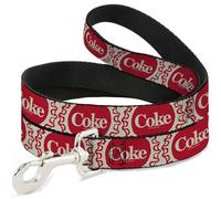 The Coca-Cola Company Pet Leash, Dog Leash, Vintage Coke Bottle Caps White Red, 6 Feet Long 1.0 Inch Wide