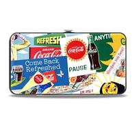 The Coca-Cola Company Wallet, Hinged, Vintage Coca Cola Come Back Refreshed Ads and Icons Collage, Vegan Leather