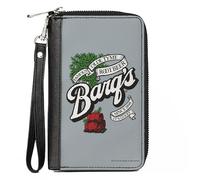 The Coca-Cola Company Wallet, Zip Around, Barqs Old Tyme Root Beer Barrels Logo Gray, Vegan Leather