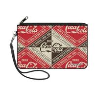 The Coca-Cola Company Wallet, Zip Clutch, Drink Coca Cola Delicious Refreshing Blocks Red Brown White, Canvas