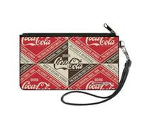 The Coca-Cola Company Wallet, Zip Clutch, Drink Coca Cola Delicious Refreshing Blocks Red Brown White, Canvas, Multicolor, S, Casual